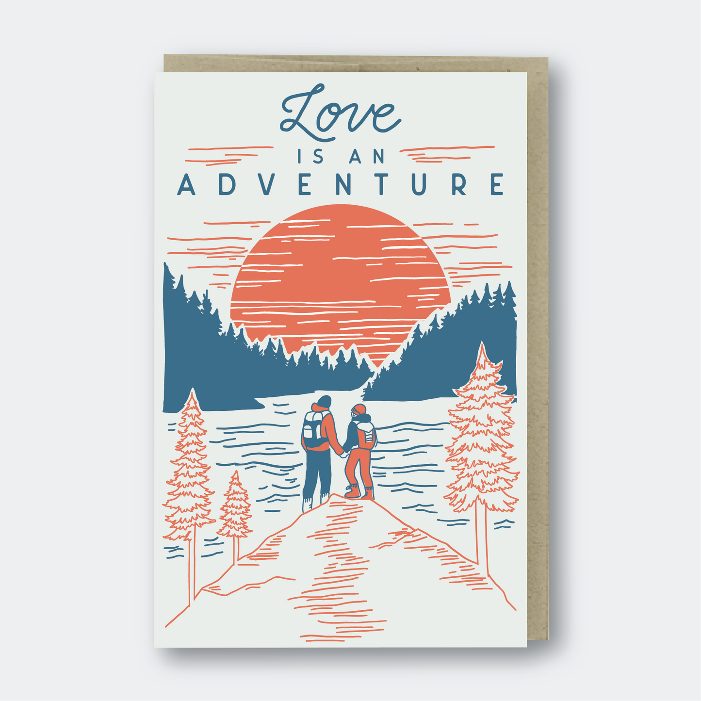 letterpress love's an adventure blank card