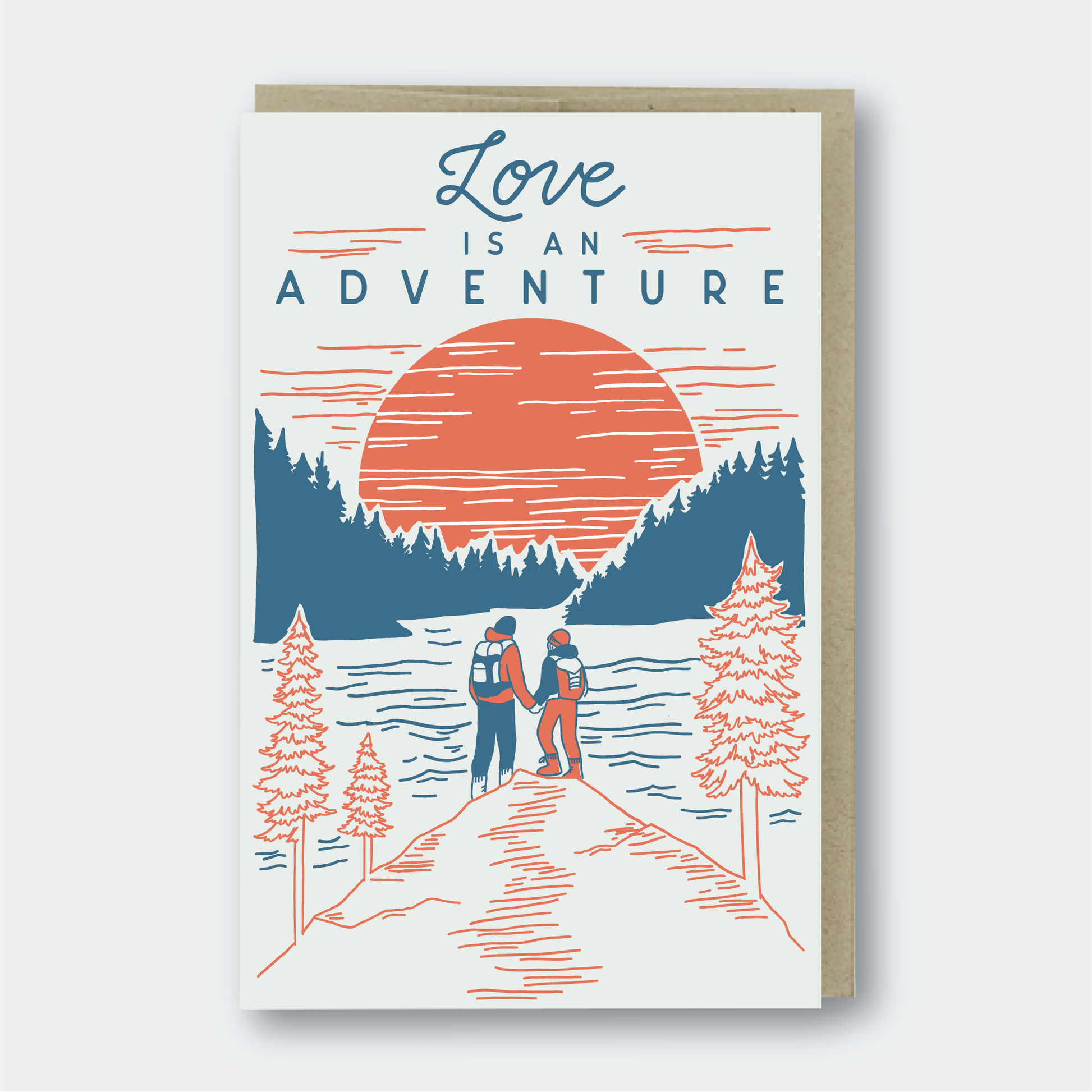 letterpress love's an adventure blank card