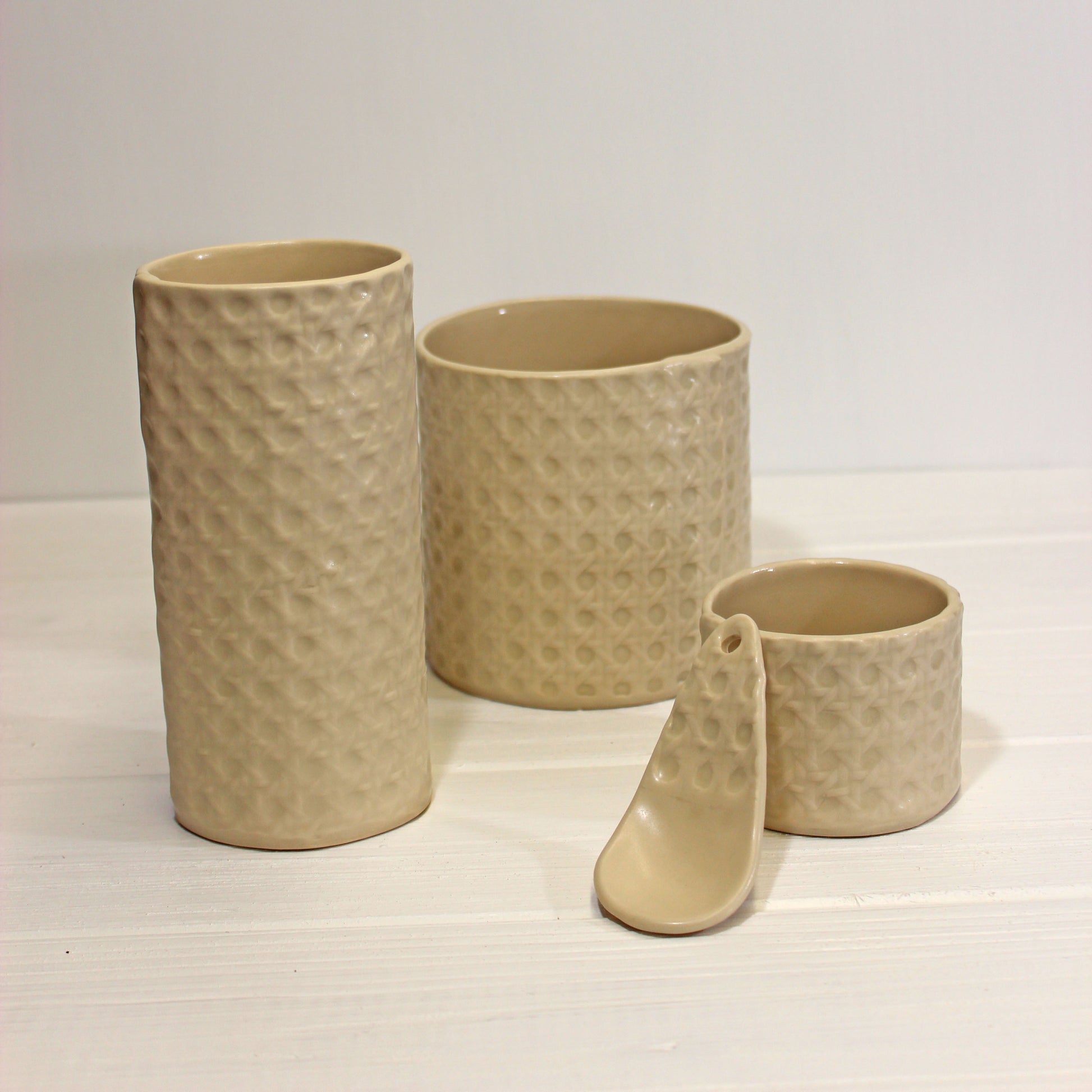 handmade in maine cane texture ceramic vases
