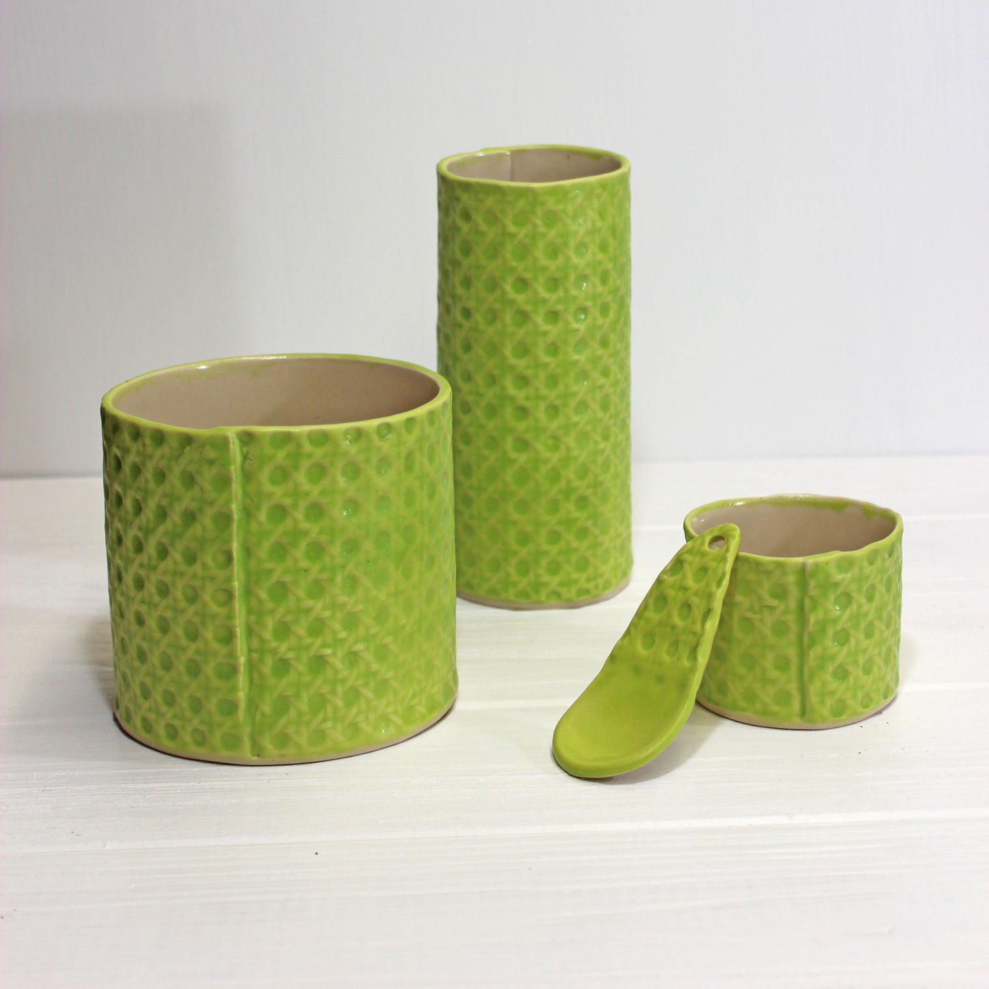 handmade in maine ceramic vases cane texture