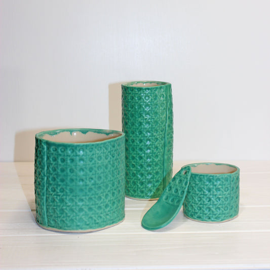 handmade in maine cane texture ceramic vases