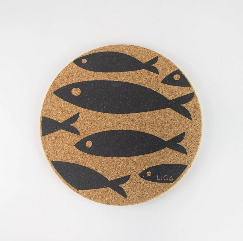 Cork Placemat Navy Fish by Liga