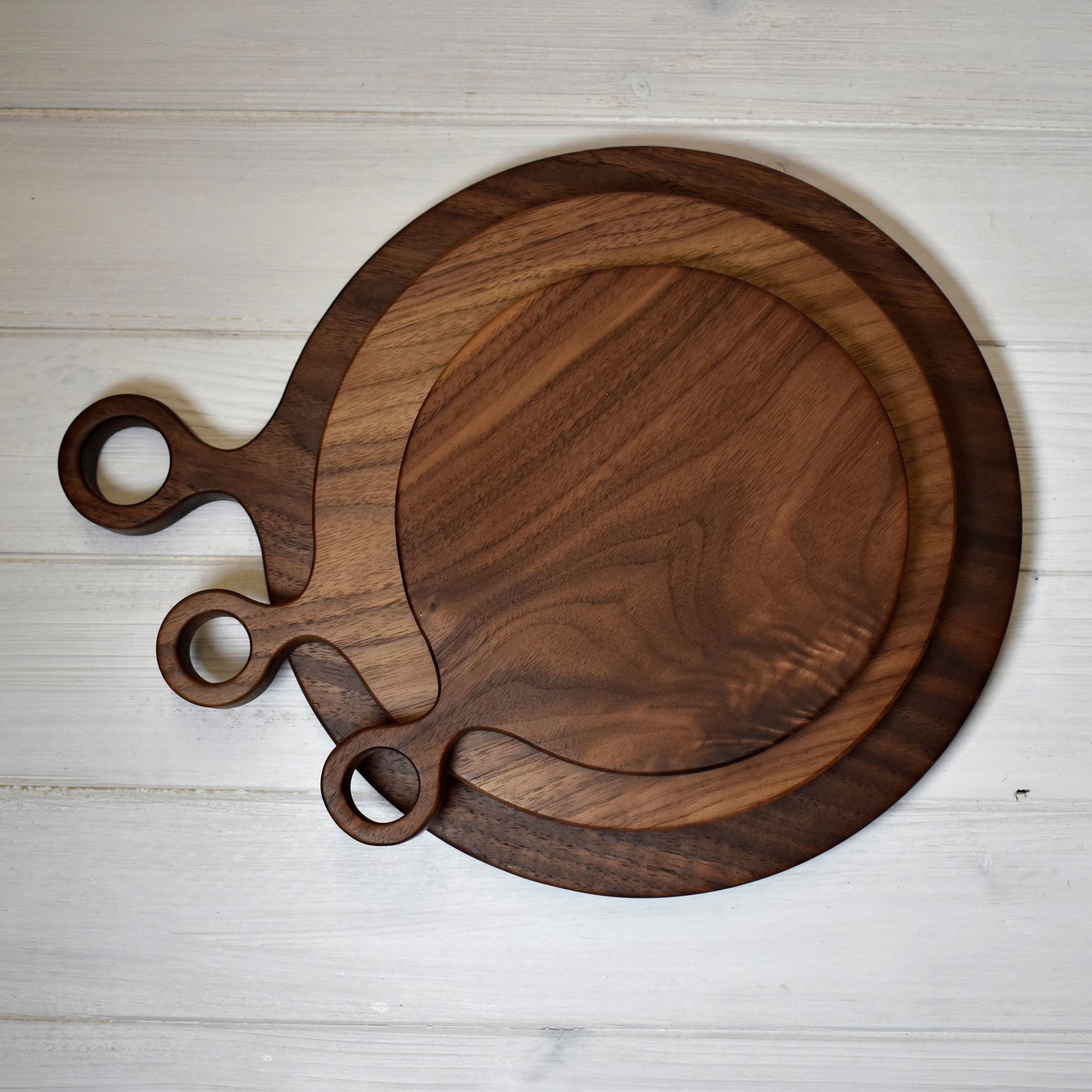 Circle Walnut Cutting + Serving Boards made in Maine for Minka