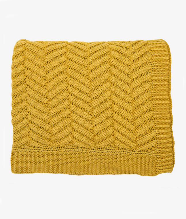 Cotton Throw Blanket | Chevron Yellow