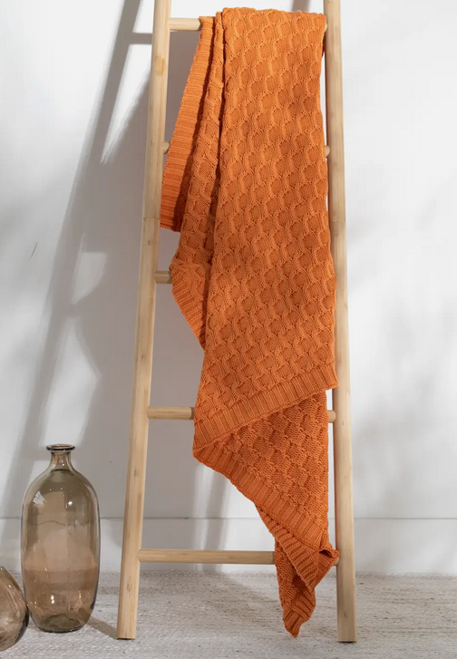 Cotton Throw Blanket | Curvy Orange