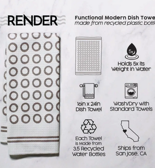 Grey Circle Dish Towel by Render