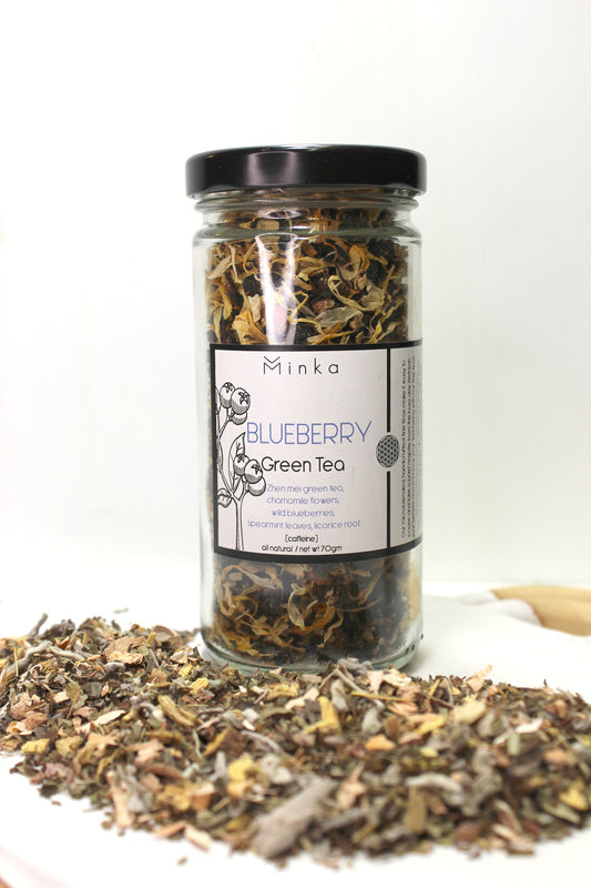 Microblended handcrafted Blueberry Green Tea by Minka