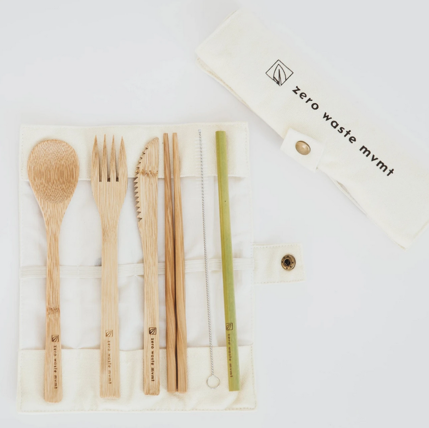 Travel Cutlery Set Eco-Friendly Bamboo Utensils