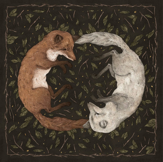 Foxes Archival giclee print, illustrated by Jessica Roux.