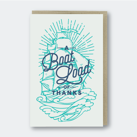 A Boat Load of Thanks handcrafted letterpress greeting card